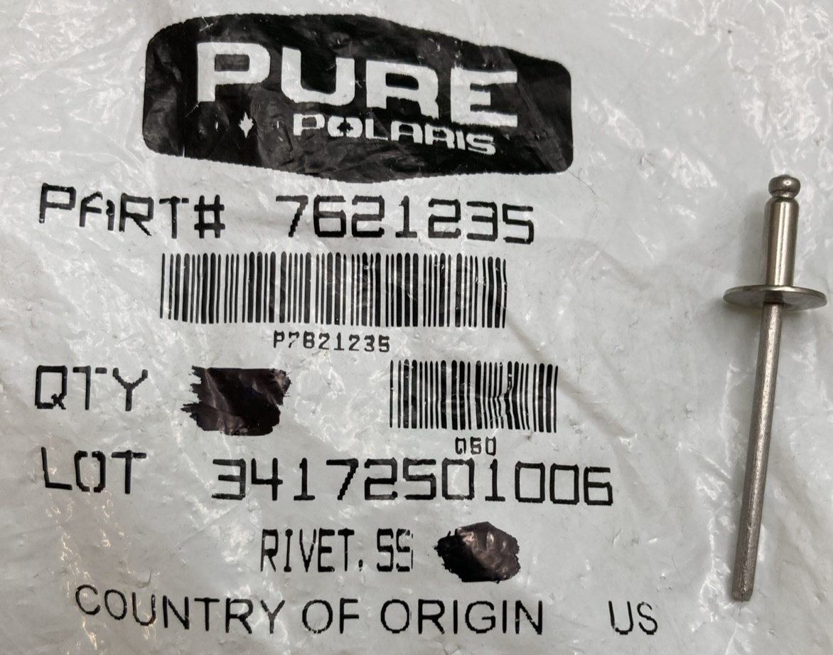 QTY 8 NEW GENUINE POLARIS 7621235 Stainless Steel Rivet