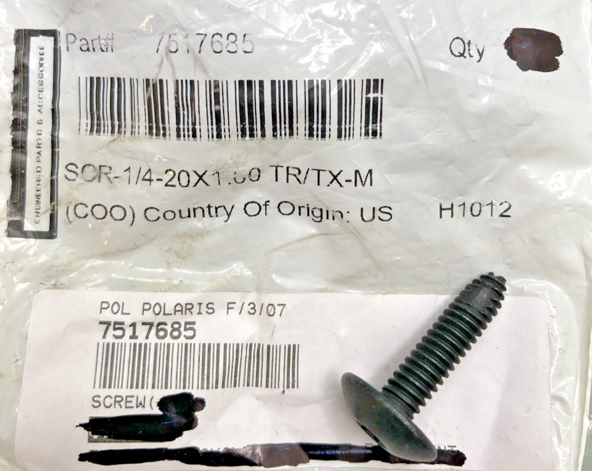 QTY 3 NEW GENUINE POLARIS 7517685 SCREW, 1/4-20X1.00 TR/TX-M