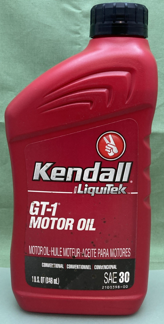 NEW GENUINE KENDALL 1074971 GT-1 MOTOR OIL SAE 30 WITH LiquiTek, 1 qt.