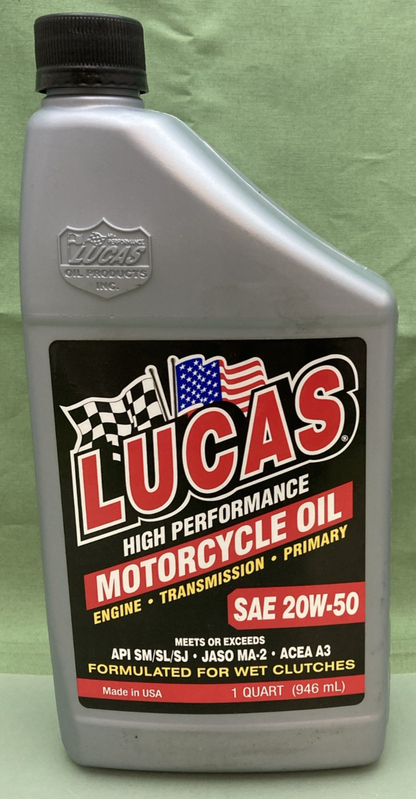 NEW GENUINE LUCAS MOTORCYCLE OIL SAE 20W-50, 1qt
