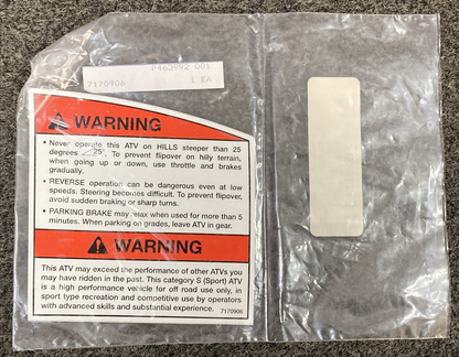 NEW GENUINE POLARIS 7170906 DECAL - DISC. WARNING
