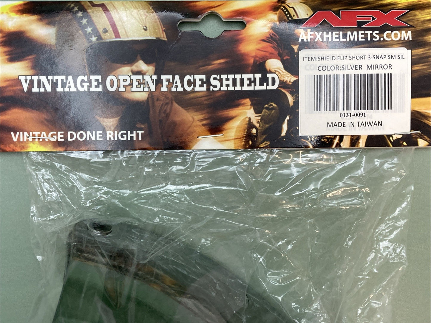 NEW GENUINE AFX 0131-0091 SHIELD FLIP SHORT 3-SNAP SM SIL, SILVER MIRROR