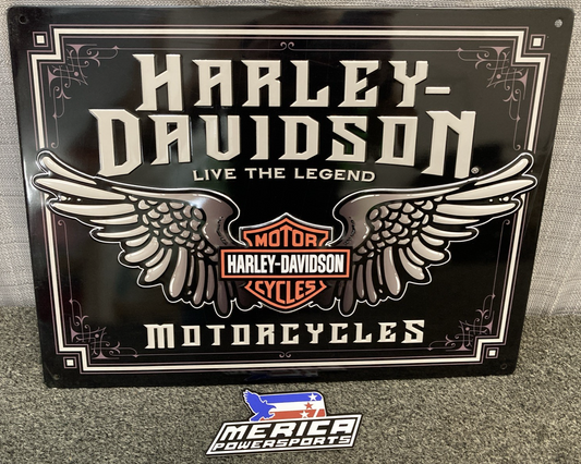 NEW GENUINE HARLEY DAVIDSON WINGED BAR & SHIELD TIN SIGN