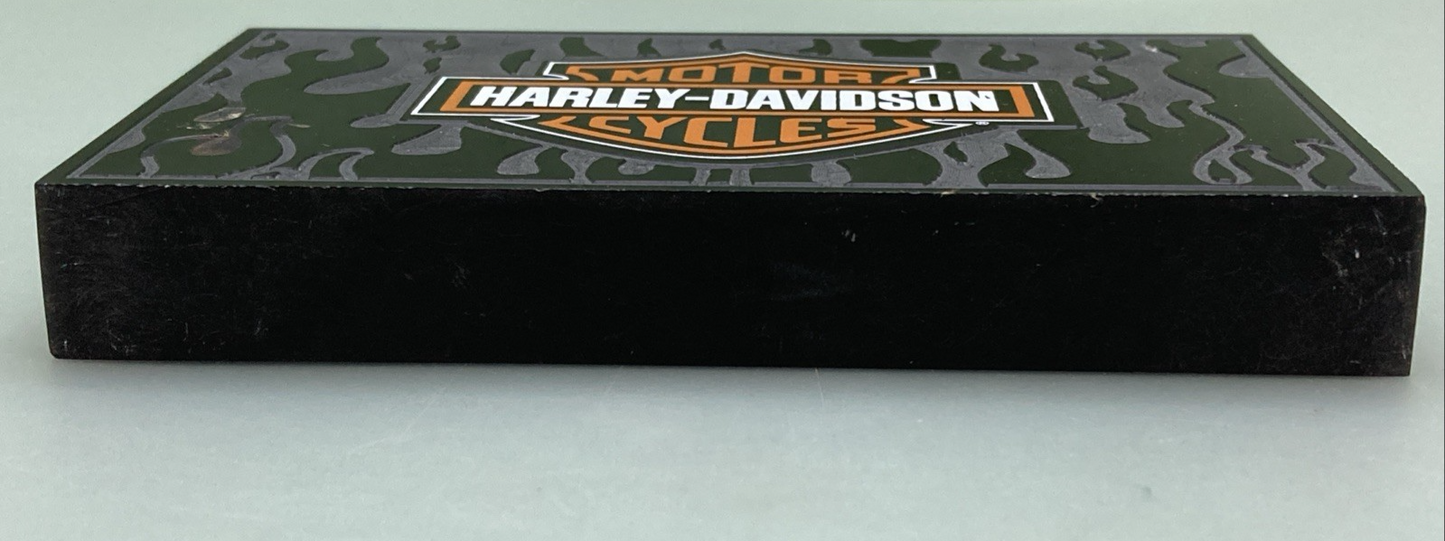GENUINE Harley Davidson Flamed Bar & Shield Lucite Paper Weight