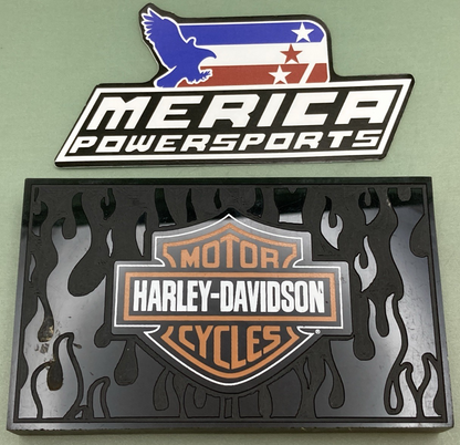 GENUINE Harley Davidson Flamed Bar & Shield Lucite Paper Weight