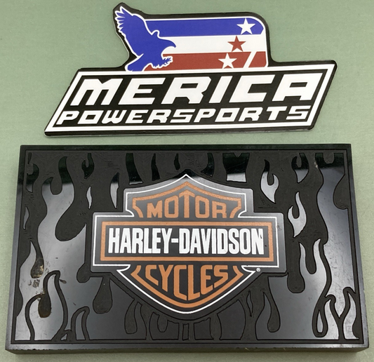 GENUINE Harley Davidson Flamed Bar & Shield Lucite Paper Weight