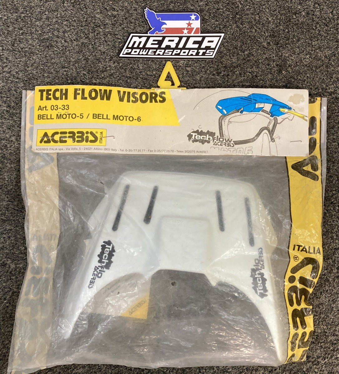 NEW GENUINE ACERBIS 03-33 TECH FLOW VISOR BELL MOTO-5 / BELL MOTO-6