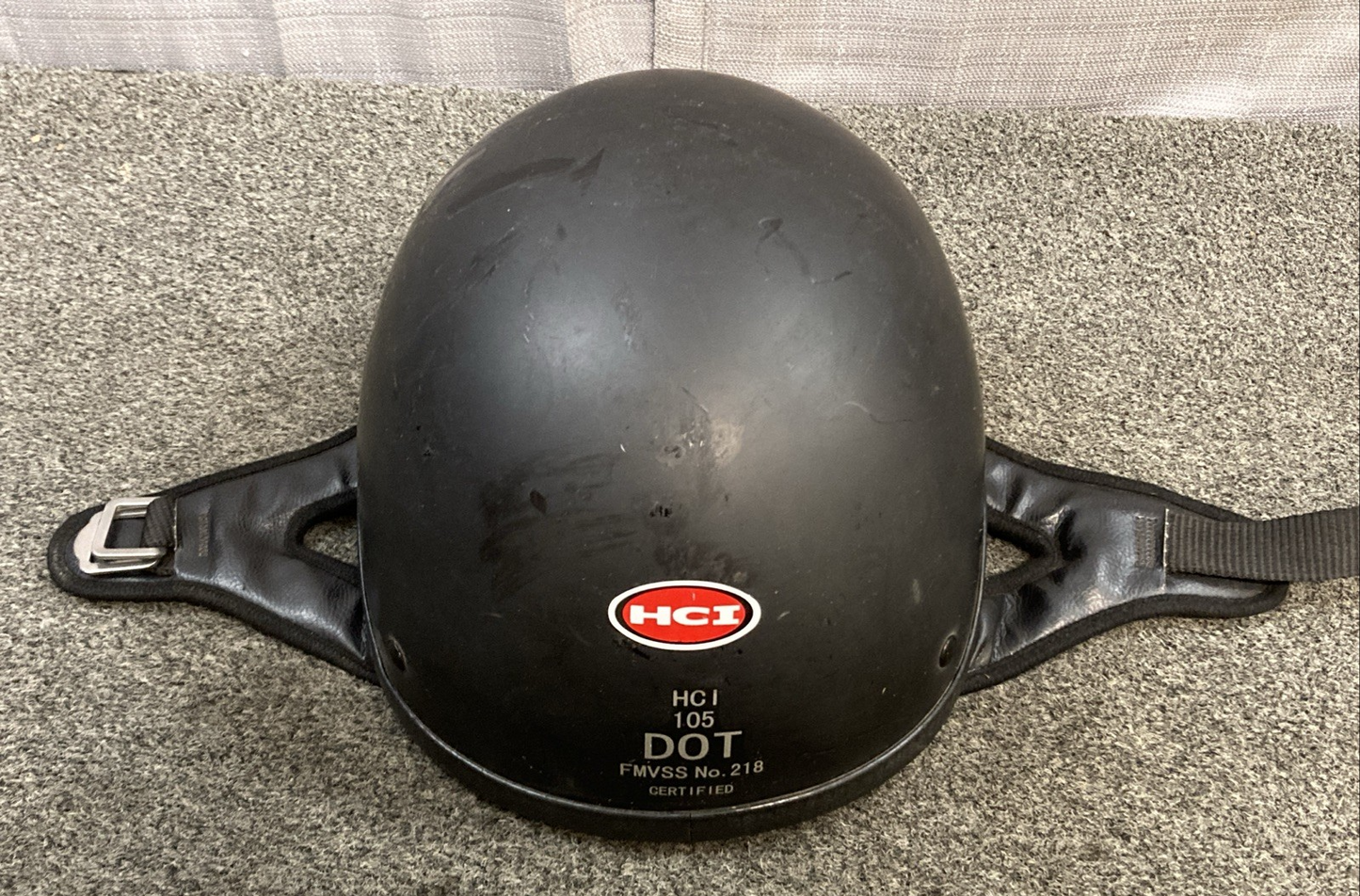 Helmet City HCI 105 Polo Style Motorcycle Half Helmet Matte Black SMALL