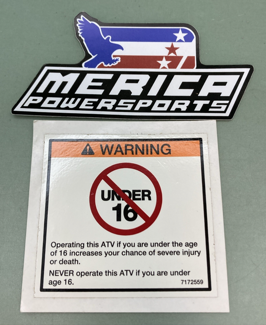 NEW GENUINE POLARIS 7172559 Decal, Age, Warn, 16, Atv