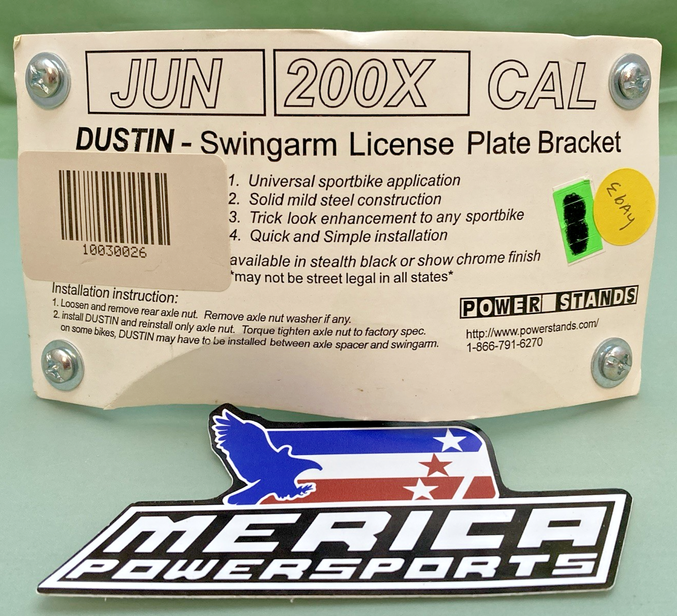 NEW GENUINE POWERSTANDS 10030026 SWINGARM LICENSE PLATE BRACKET - CHROME