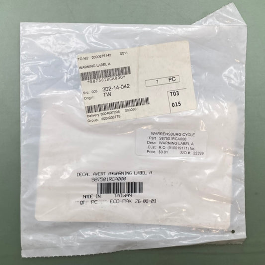Replaces Can-Am S87501RCA000 Warning Label, Death and Injury, New