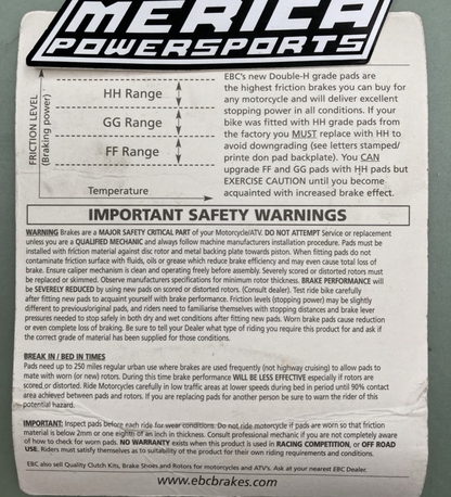 NEW GENUINE EBSC FA215/2HH Double-H Sintered Brake Pads