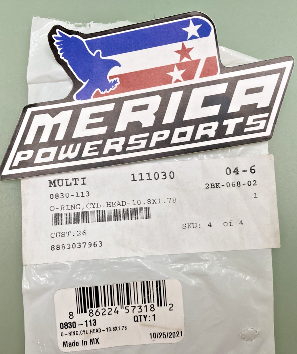 NEW GENUINE ARCTIC CAT 0830-113 O-RING, CYL.HEAD-10.8X1.78