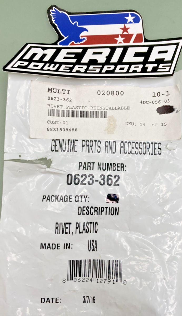 QTY 6 NEW GENUINE ARCTIC CAT 0623-362 Reinstallable Rivet