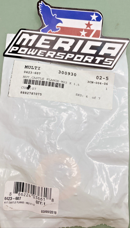 NEW GENUINE ARCTIC CAT 0423-607 NUT, CASTLE FLANGE-M22 X 1.5