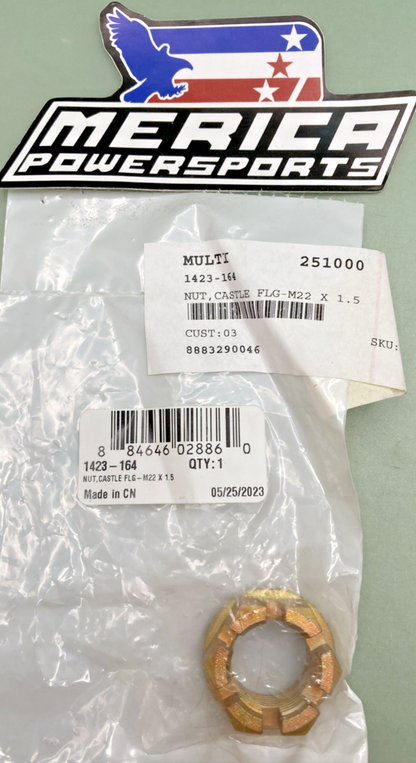 NEW GENUINE ARCTIC CAT 1423-164 NUT, CASTLE FLG-M22 X 1.5