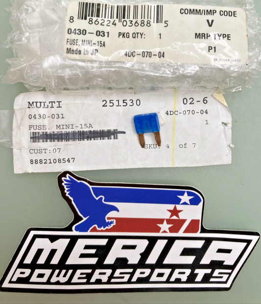 NEW GENUINE ARCTIC CAT 0430-031 FUSE, MINI-15A