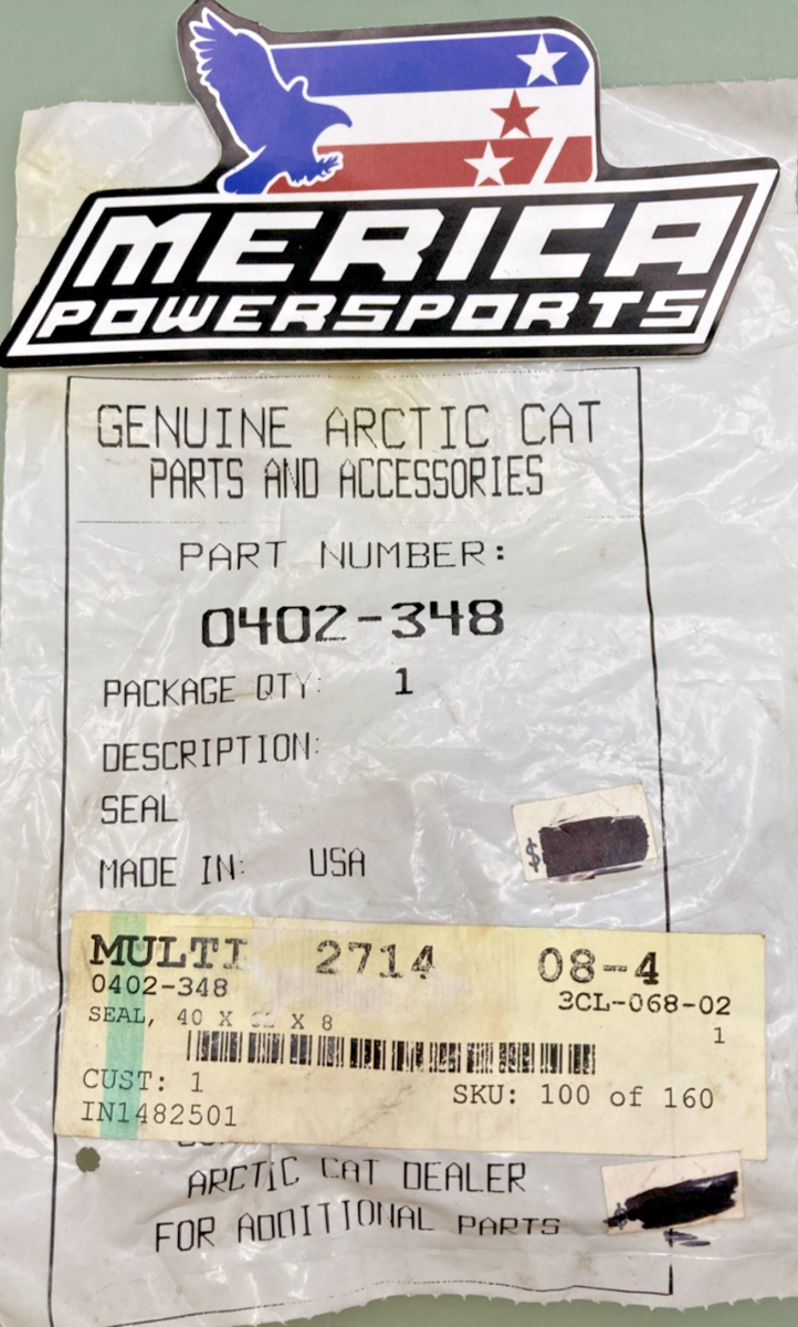 NEW GENUINE ARCTIC CAT 0402-348 SEAL, 40 X 62 X 8