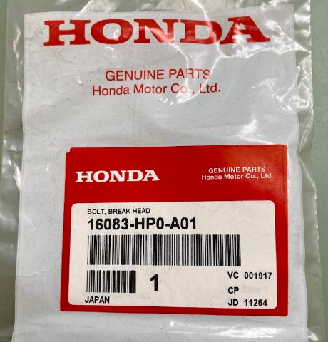 Honda 16083-HP0-A01 Bolt, Break, Head New Genuine