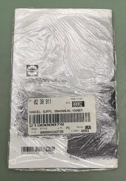 Sea-Doo 219000078 Operator's Guide Suppl.98 New Genuine