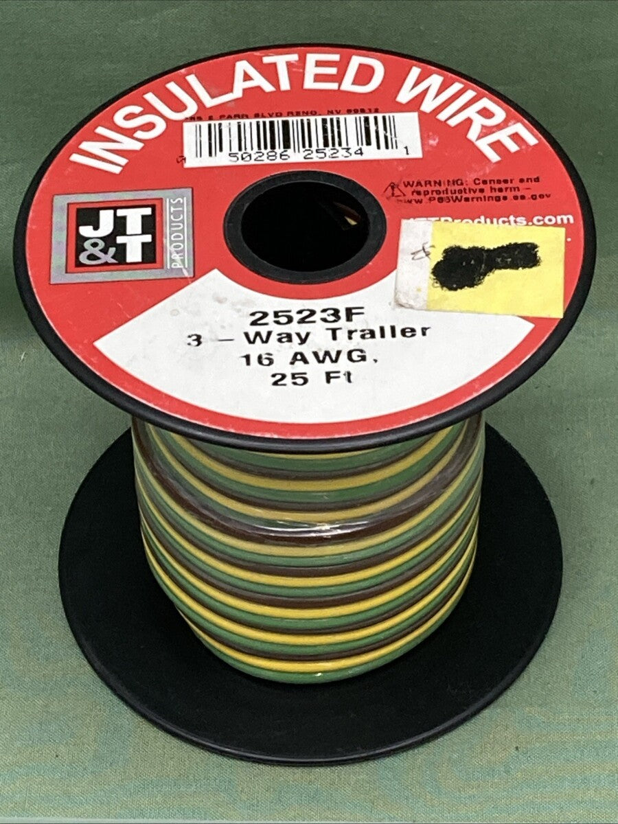 New Genuine JT&T JTT2523F 3-Way Trailer Wire, 16 AWG, 25 Ft.