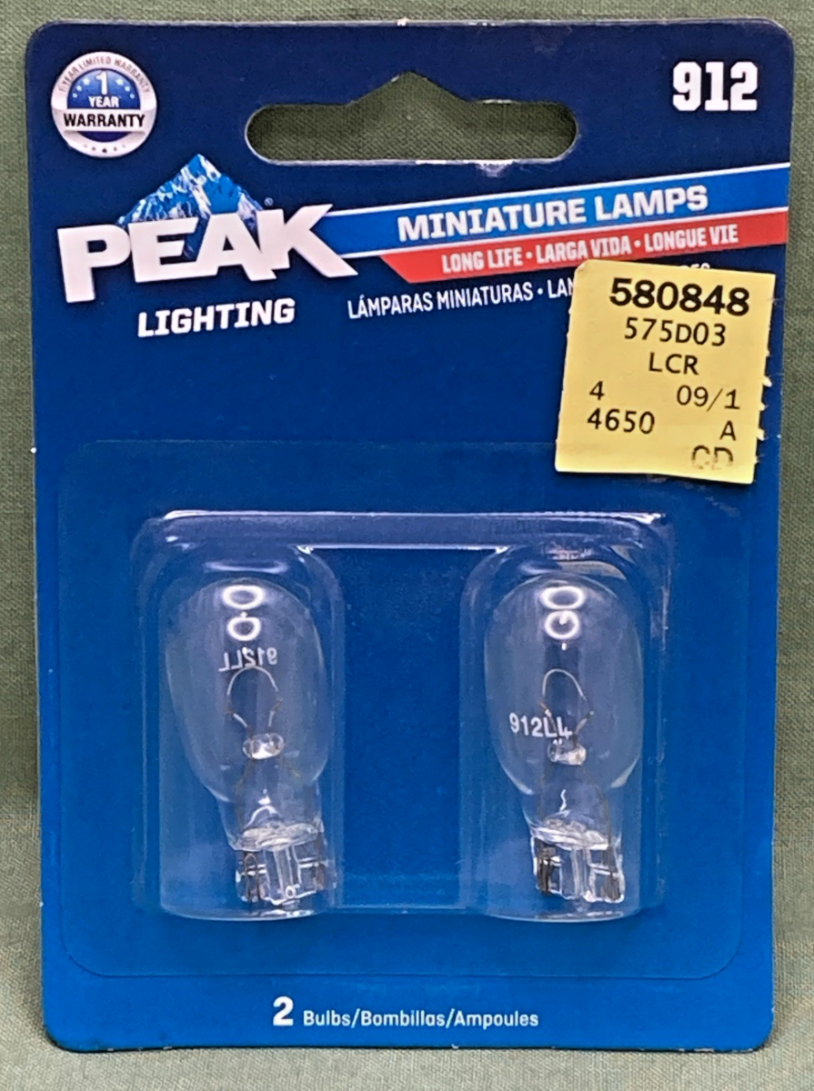 New Genuine Peak Lighting 912 Miniature Lamp Set, 12.8v 12.8w 1a