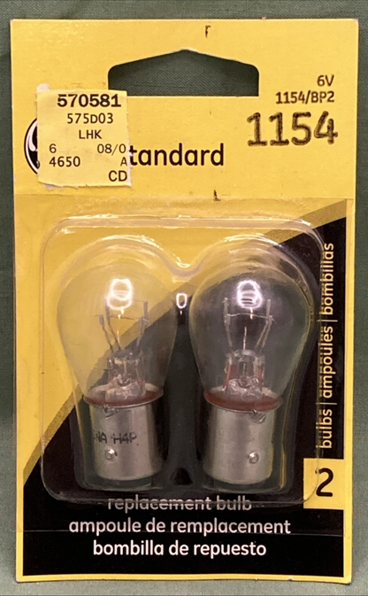 New Genuine GE 1154 Standard Replacement Automotive Bulb Set 6v, 1154/BP2