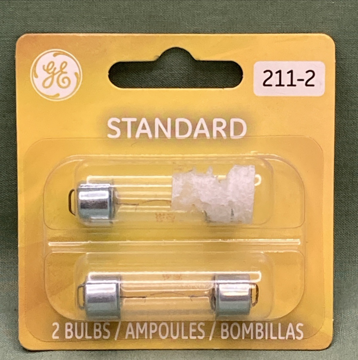 QTY 2 New Genuine GE 211-2 Standard Bulb Set 12v, 211-2BP2
