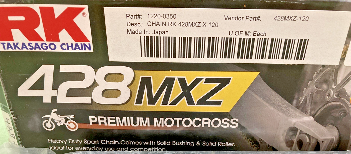 NEW GENUINE RK 428MXZ-120 PREMIUM MOTOCROSS DRIVE CHAIN 120 LINK
