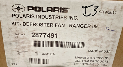 New Genuine Polaris 2877491 Defroster Fan Kit, Ranger 09