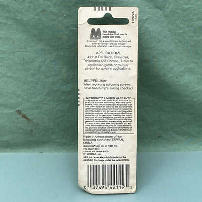 New Genuine Motormite 42119 Sealed Beam Adjusters
