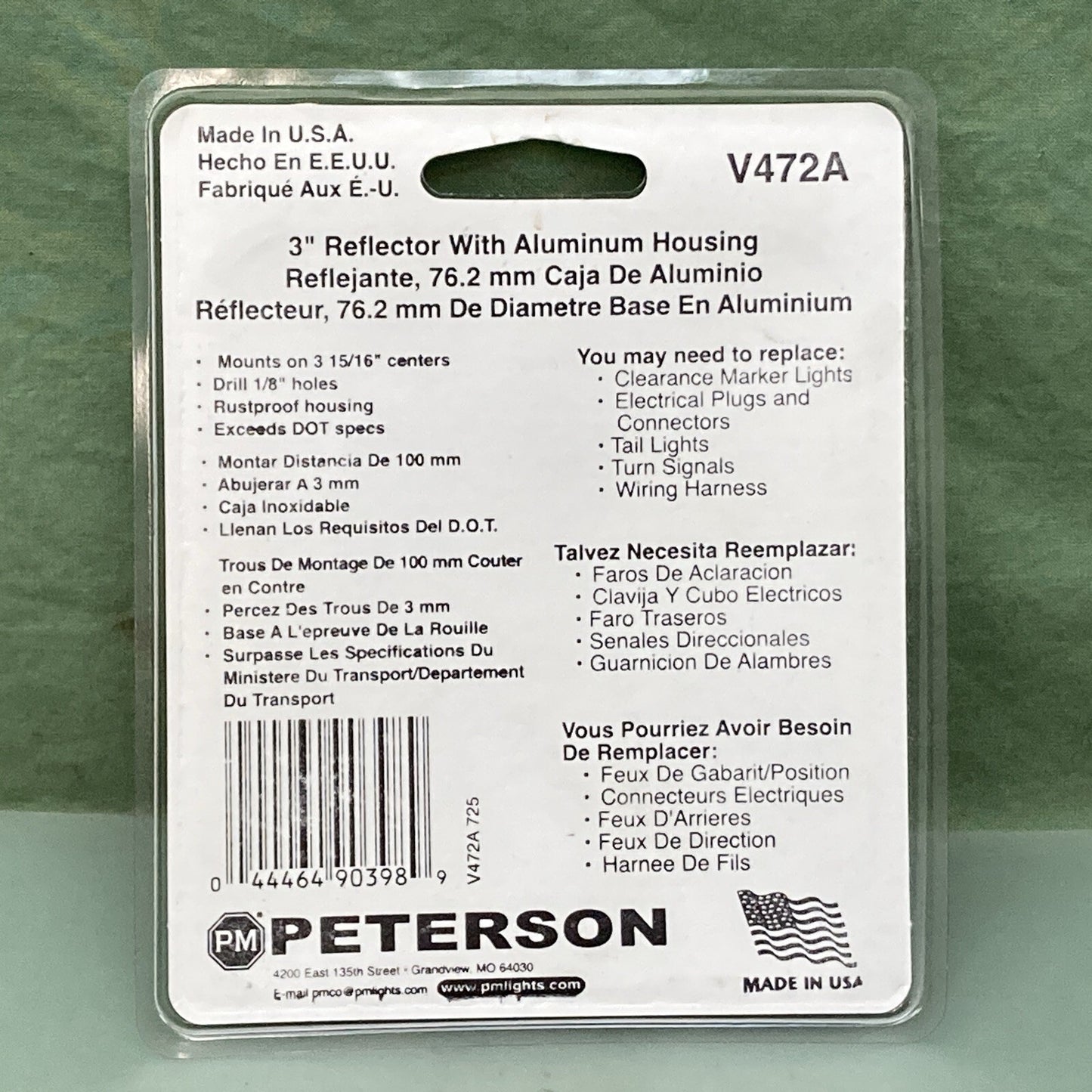 QTY 2 New Genuine PM V472A 3" Reflector
