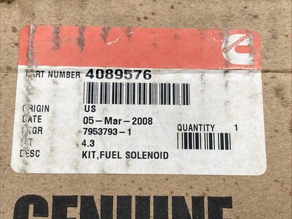 New Genuine Cummins 4089576 Kit, Fuel Solenoid