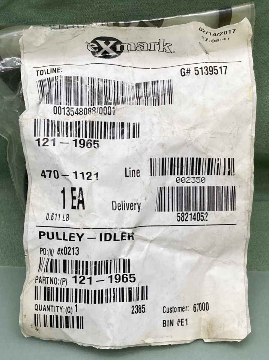 New Genuine Exmark 121-1965 Pulley - Idler
