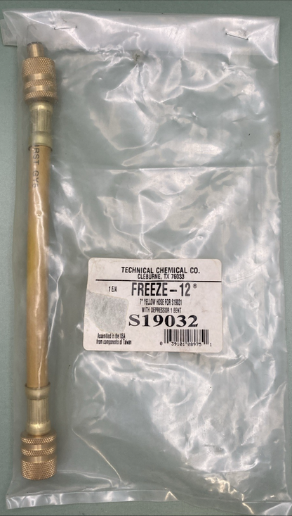 New Genuine Technical Chemical Co. S19032 FREEZE-12 7" Yellow Hose w/ Depressor