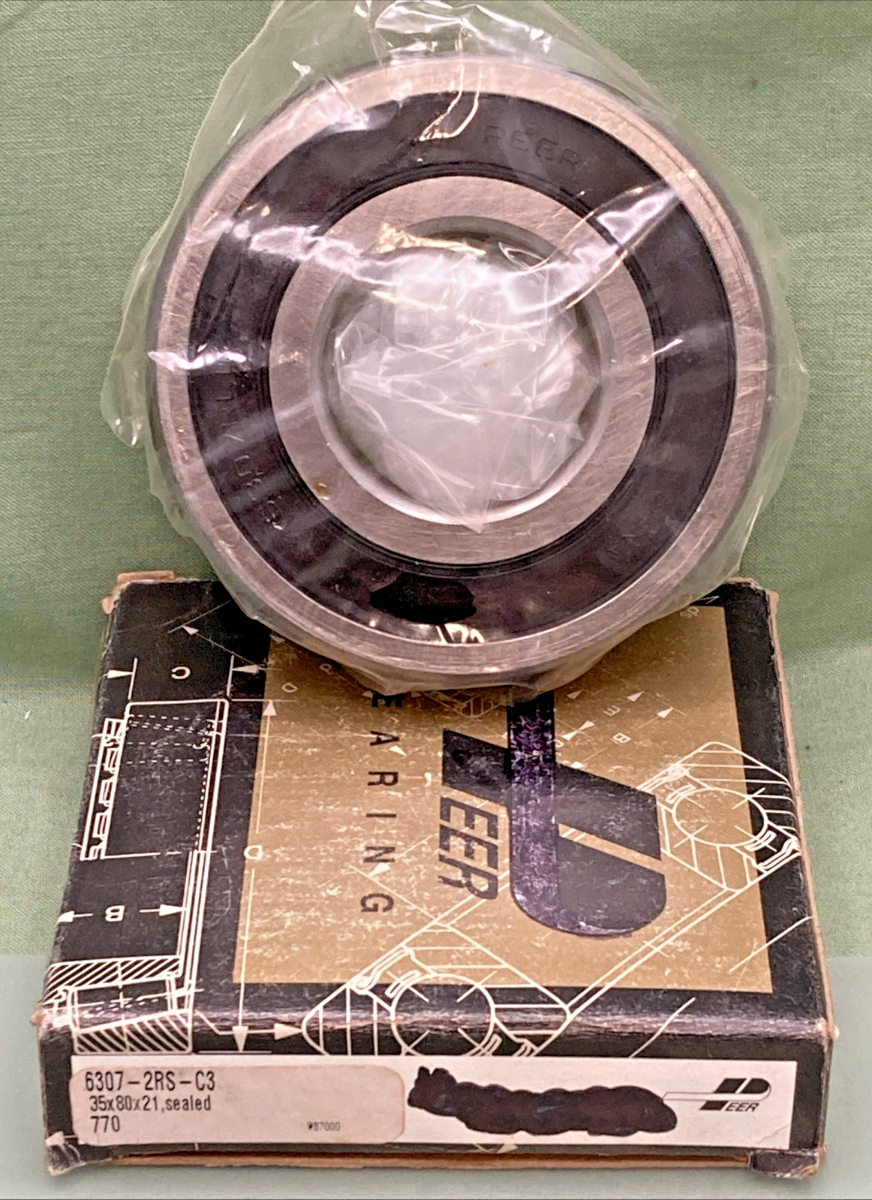 New Genuine Peer 6307-2RS-C3 Sealed Bearing 35x80x21