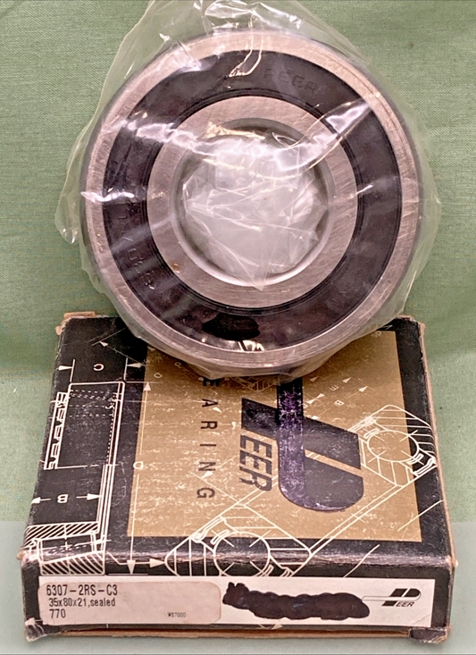 New Genuine Peer 6307-2RS-C3 Sealed Bearing 35x80x21