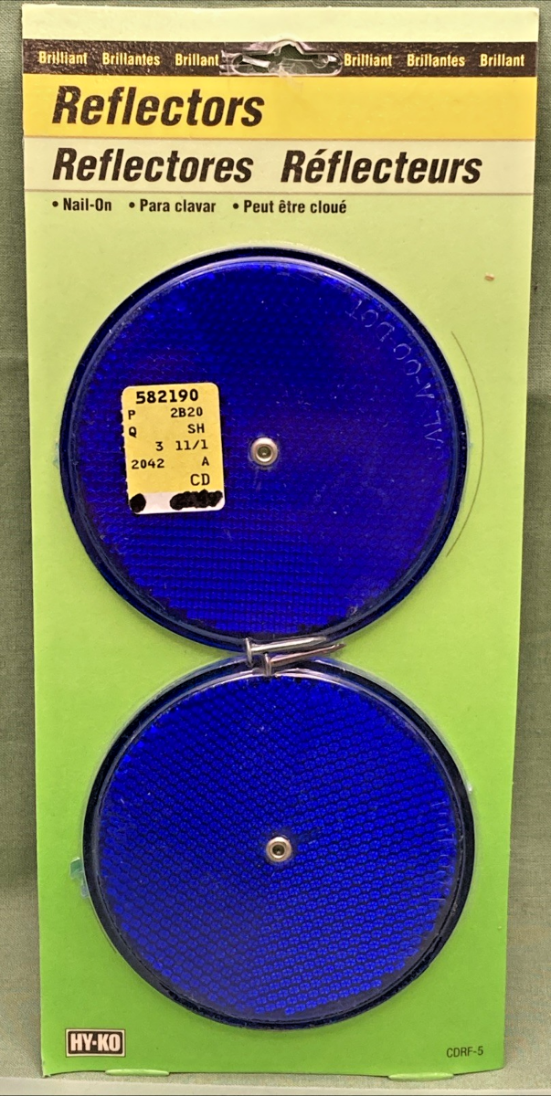 QTY 2 New Genuine HY-KO CDRF-5B Nail-on Reflector Set, Blue 3-1/4"