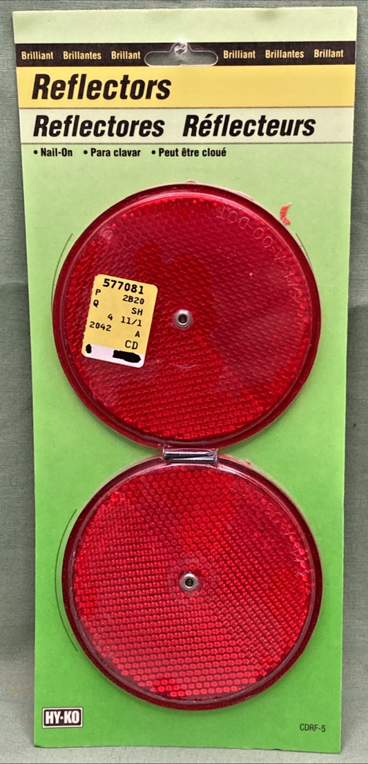New Genuine HY-KO CDRF-5R Nail-On Reflector Set, Red 3-1/4"
