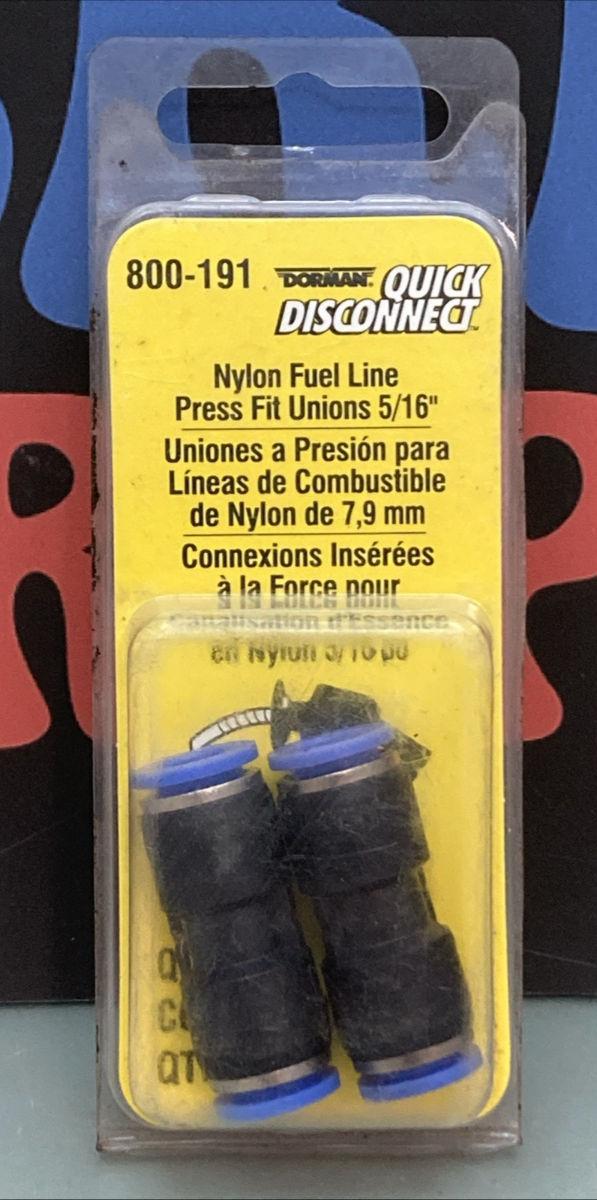 2 PK New Genuine Dorman 800-191 Nylon Fuel Line Press Fit Unions 5/16"