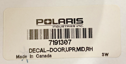 New Genuine Polaris 7191307 Door Decal Upper RH