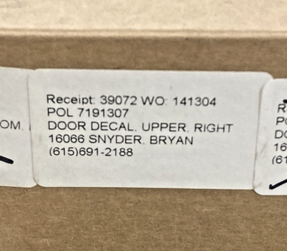 New Genuine Polaris 7191307 Door Decal Upper RH