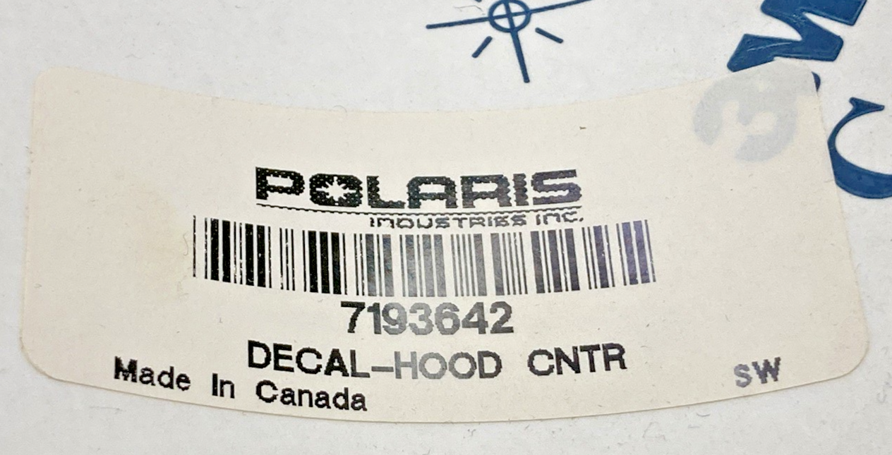 New Genuine Polaris 7193642 Center Hood Decal