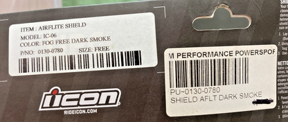 New Genuine Icon 0130-0780 Airflite Shield Dark Smoke