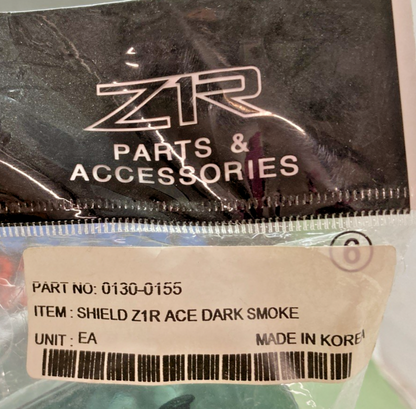 New Genuine ZR1 0130-0155 Ace Shield Dark Smoke