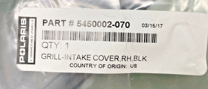 New Genuine Polaris 5450002-070 Intake Cover Grill, Right Side, Gloss Black