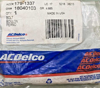 New Genuine ACDelco 179-1337 Brake Caliper Bolt, GM 18040103