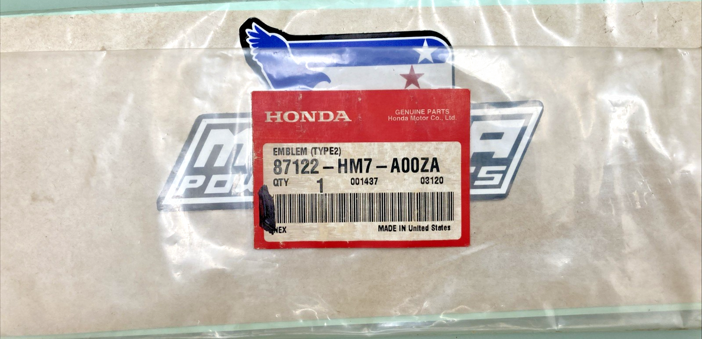 New Genuine Honda 87122-HM7-A00ZA Emblem (Type2)