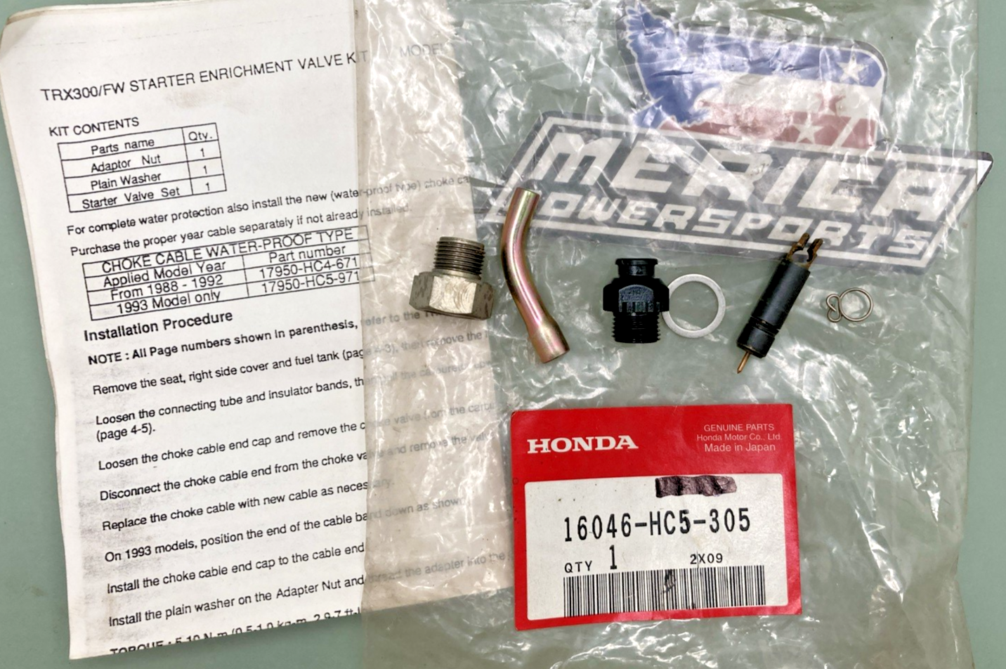 Genuine Honda  16046-HC5-305 Carburetor Choke Starter Valve Set, incomplete kit