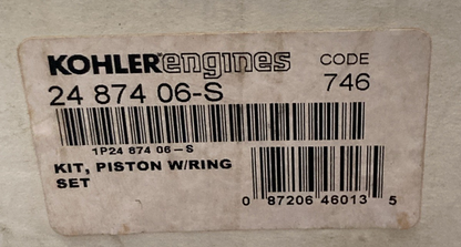 NEW GENUINE KOHLER 24 874 06-S KIT, PISTON W/RING SET